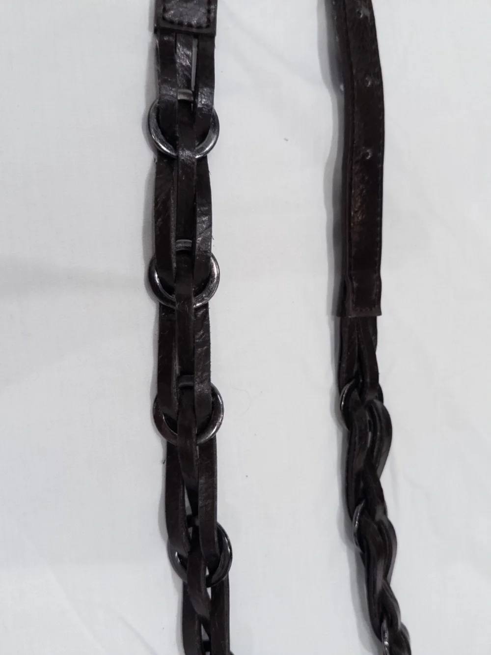 Y2k brown braided belt metal chain size 10 faux leather